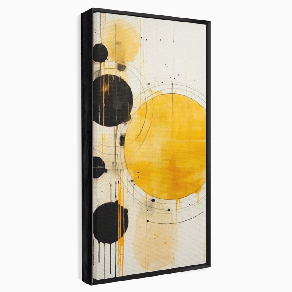Tablou Canvas Premium, LuxCanva® J1025, Orologiul Universului, Eclipsa, Atractie, Radiatie, Galben, Negru, Mister, Infinit, Cercuri, Solar, Umbre, Living, Dormitor
