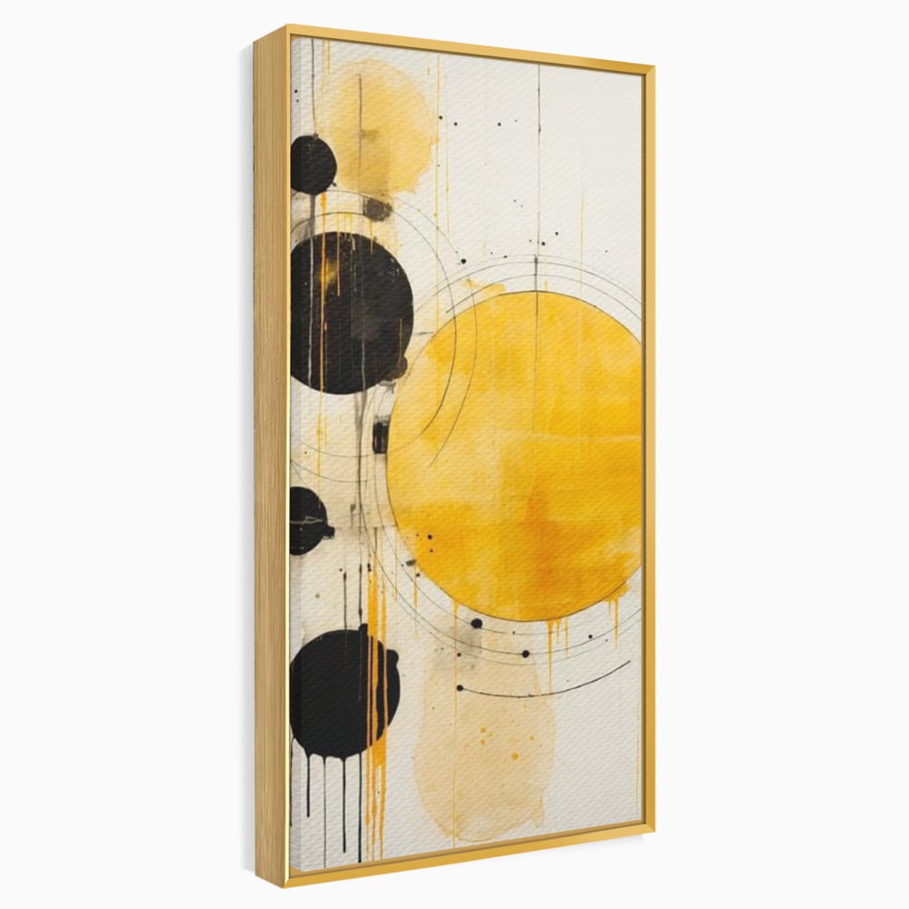 Tablou Canvas Premium, LuxCanva® J1025, Orologiul Universului, Eclipsa, Atractie, Radiatie, Galben, Negru, Mister, Infinit, Cercuri, Solar, Umbre, Living, Dormitor