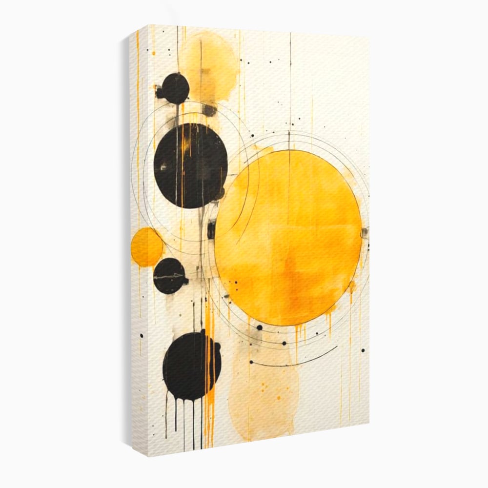 Tablou Canvas Premium, LuxCanva® J1025, Orologiul Universului, Eclipsa, Atractie, Radiatie, Galben, Negru, Mister, Infinit, Cercuri, Solar, Umbre, Living, Dormitor