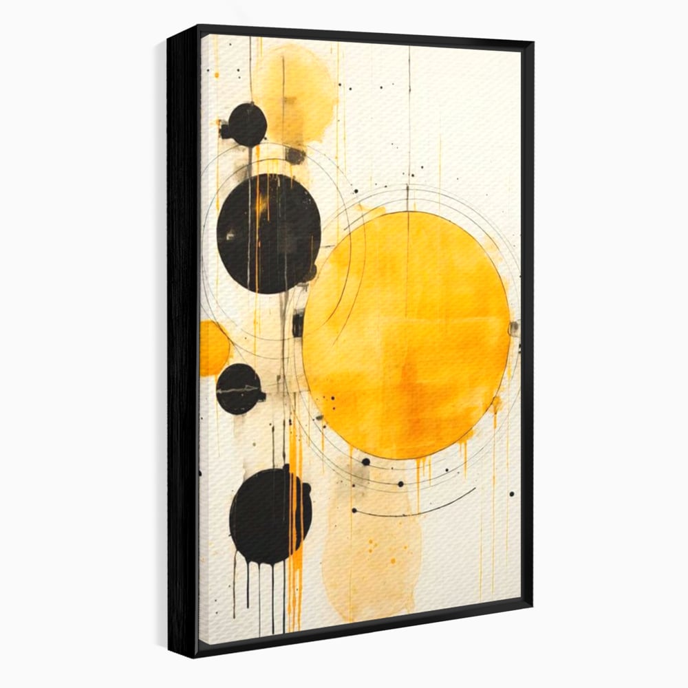 Tablou Canvas Premium, LuxCanva® J1025, Orologiul Universului, Eclipsa, Atractie, Radiatie, Galben, Negru, Mister, Infinit, Cercuri, Solar, Umbre, Living, Dormitor