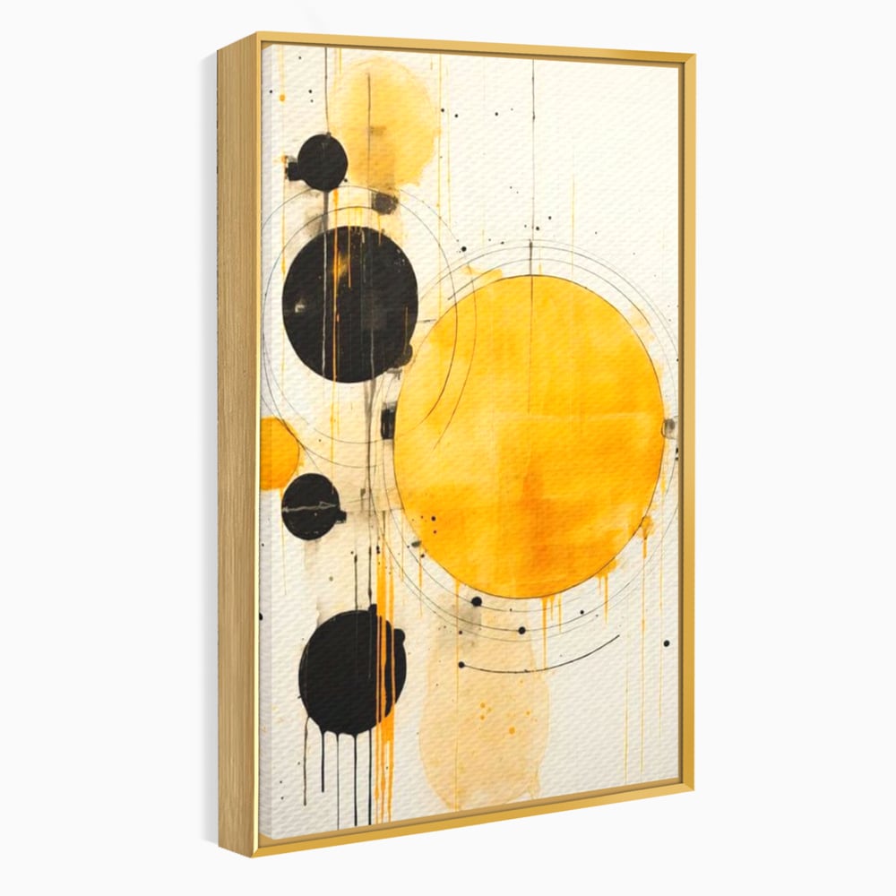 Tablou Canvas Premium, LuxCanva® J1025, Orologiul Universului, Eclipsa, Atractie, Radiatie, Galben, Negru, Mister, Infinit, Cercuri, Solar, Umbre, Living, Dormitor