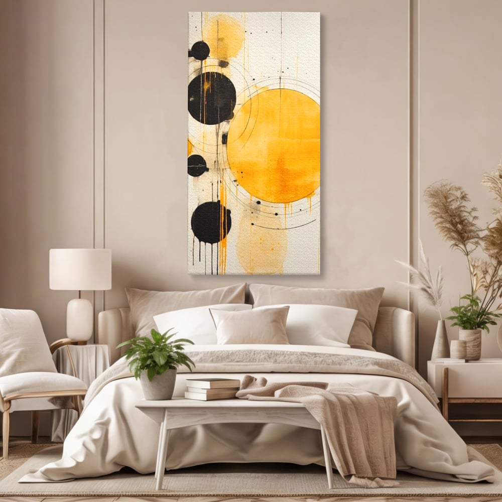Tablou Canvas Premium, LuxCanva® J1025, Orologiul Universului, Eclipsa, Atractie, Radiatie, Galben, Negru, Mister, Infinit, Cercuri, Solar, Umbre, Living, Dormitor