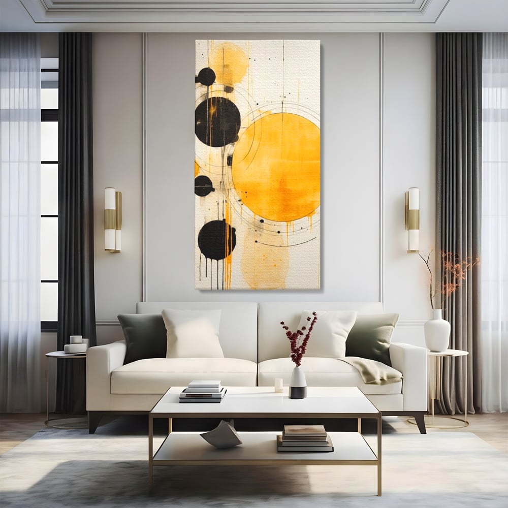 Tablou Canvas Premium, LuxCanva® J1025, Orologiul Universului, Eclipsa, Atractie, Radiatie, Galben, Negru, Mister, Infinit, Cercuri, Solar, Umbre, Living, Dormitor