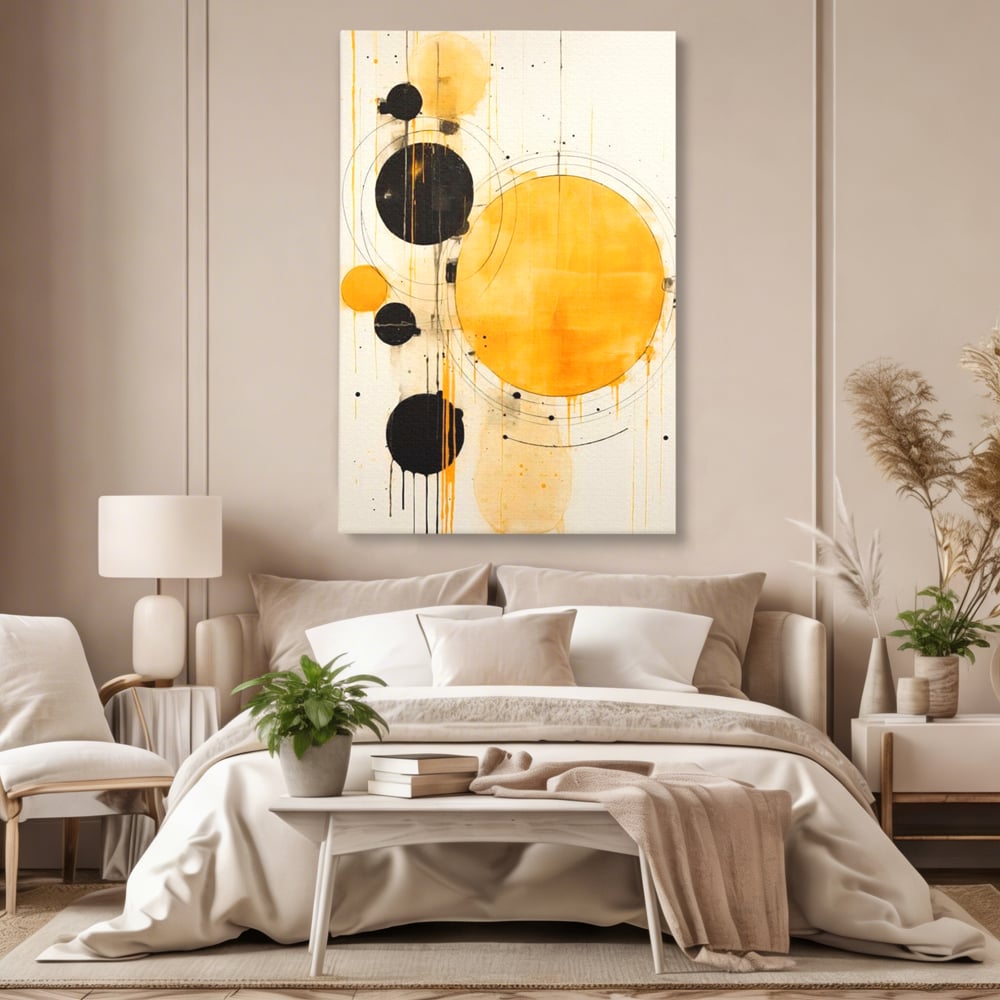 Tablou Canvas Premium, LuxCanva® J1025, Orologiul Universului, Eclipsa, Atractie, Radiatie, Galben, Negru, Mister, Infinit, Cercuri, Solar, Umbre, Living, Dormitor