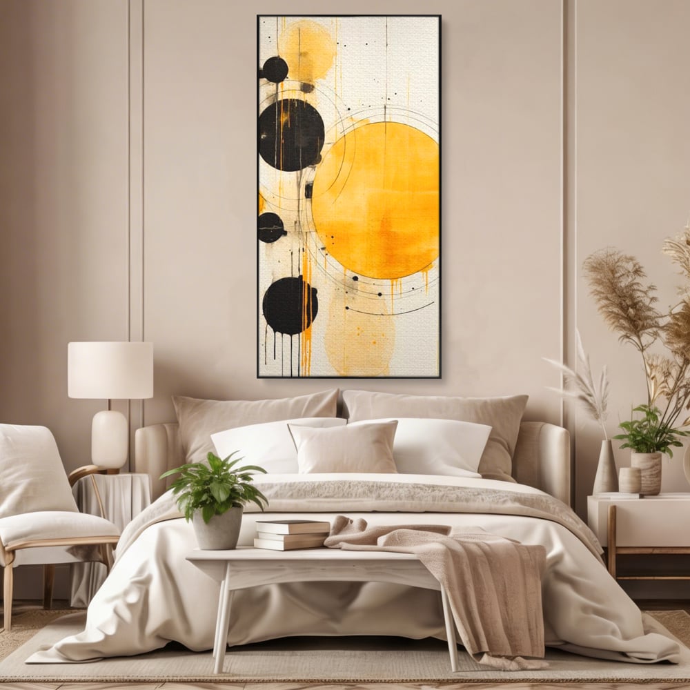Tablou Canvas Premium, LuxCanva® J1025, Orologiul Universului, Eclipsa, Atractie, Radiatie, Galben, Negru, Mister, Infinit, Cercuri, Solar, Umbre, Living, Dormitor