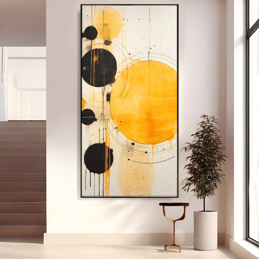 Tablou Canvas Premium, LuxCanva® J1025, Orologiul Universului, Eclipsa, Atractie, Radiatie, Galben, Negru, Mister, Infinit, Cercuri, Solar, Umbre, Living, Dormitor