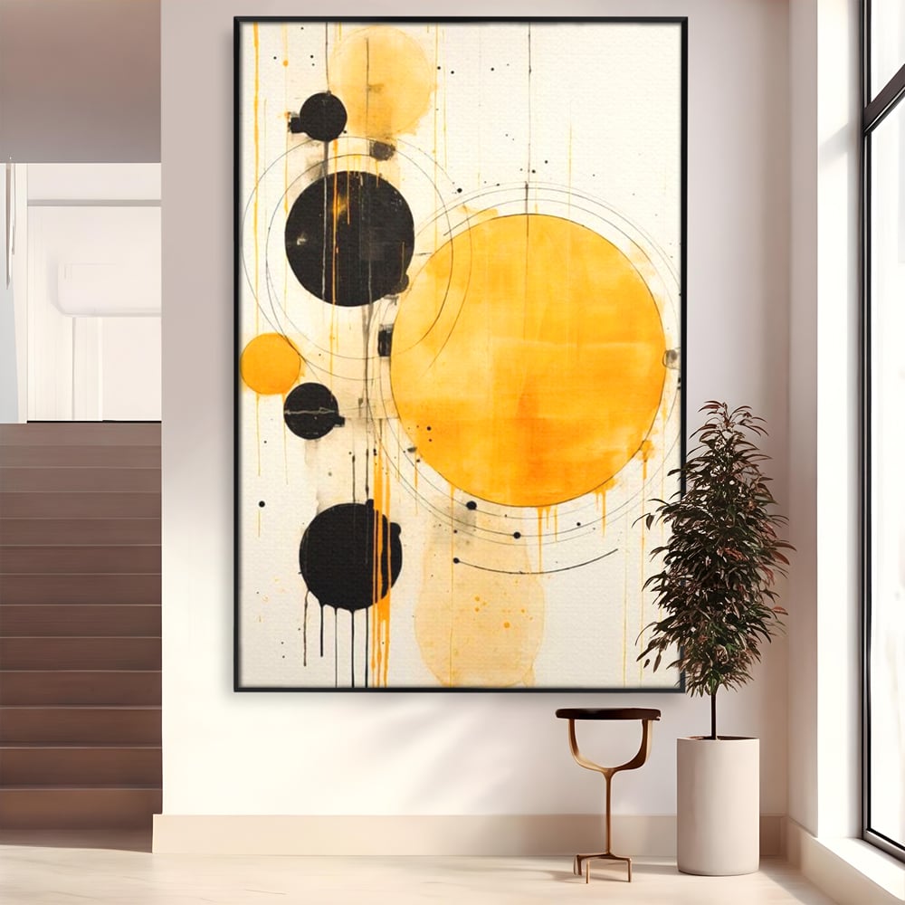 Tablou Canvas Premium, LuxCanva® J1025, Orologiul Universului, Eclipsa, Atractie, Radiatie, Galben, Negru, Mister, Infinit, Cercuri, Solar, Umbre, Living, Dormitor
