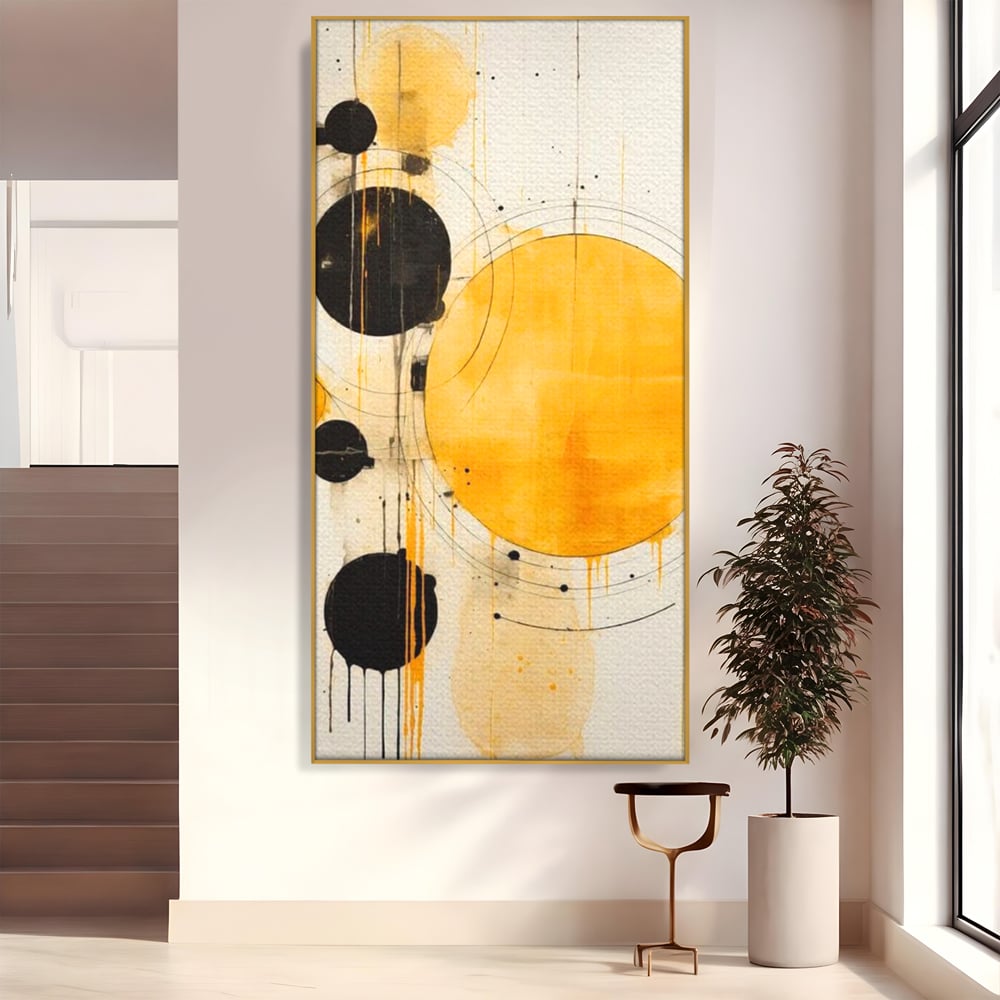 Tablou Canvas Premium, LuxCanva® J1025, Orologiul Universului, Eclipsa, Atractie, Radiatie, Galben, Negru, Mister, Infinit, Cercuri, Solar, Umbre, Living, Dormitor