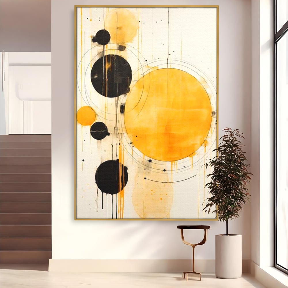 Tablou Canvas Premium, LuxCanva® J1025, Orologiul Universului, Eclipsa, Atractie, Radiatie, Galben, Negru, Mister, Infinit, Cercuri, Solar, Umbre, Living, Dormitor