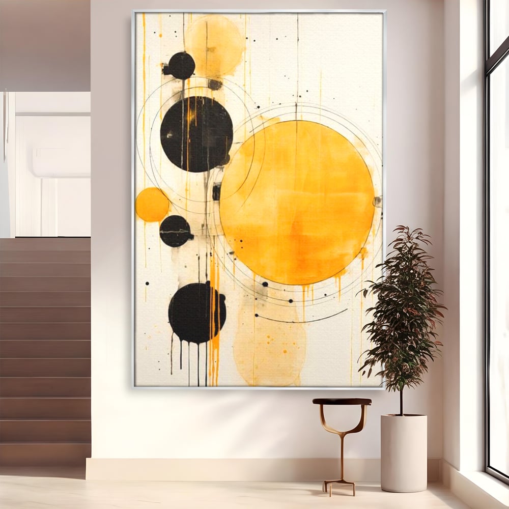 Tablou Canvas Premium, LuxCanva® J1025, Orologiul Universului, Eclipsa, Atractie, Radiatie, Galben, Negru, Mister, Infinit, Cercuri, Solar, Umbre, Living, Dormitor