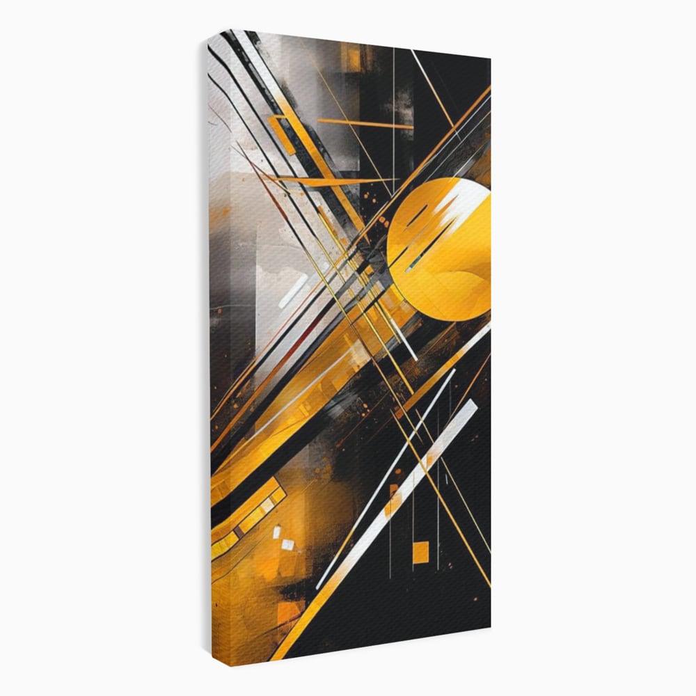 Tablou Canvas Premium, LuxCanva® J1026, Impactul Viitorului, Futurism, Putere, Stralucire, Inovatie, Miscare, Galben, Negru, Furtuna, Traiectorii, Living, Dormitor