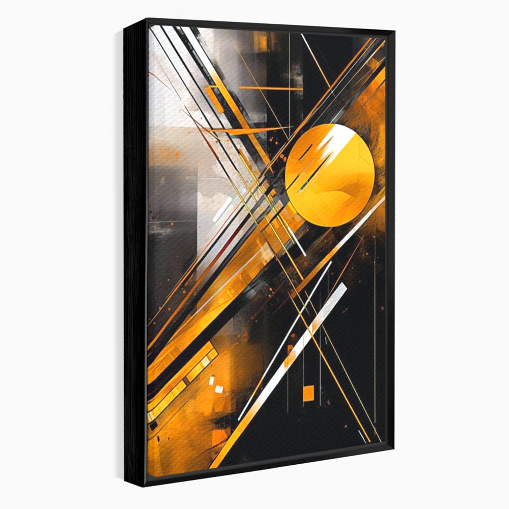 Tablou Canvas Premium, LuxCanva® J1026, Impactul Viitorului, Futurism, Putere, Stralucire, Inovatie, Miscare, Galben, Negru, Furtuna, Traiectorii, Living, Dormitor