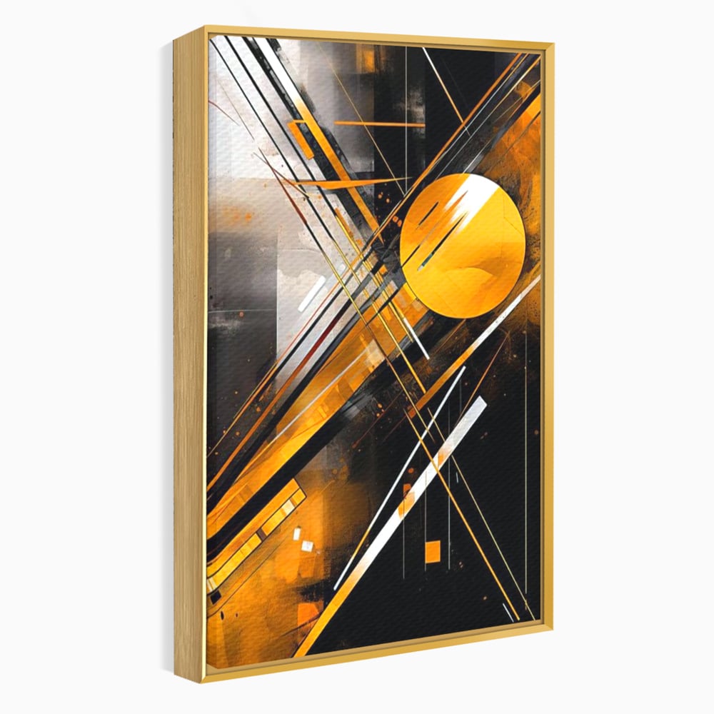 Tablou Canvas Premium, LuxCanva® J1026, Impactul Viitorului, Futurism, Putere, Stralucire, Inovatie, Miscare, Galben, Negru, Furtuna, Traiectorii, Living, Dormitor