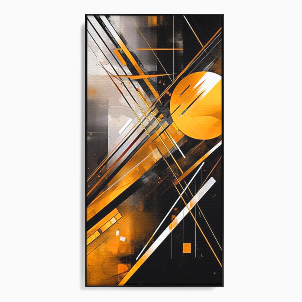 Tablou Canvas Premium, LuxCanva® J1026, Impactul Viitorului, Futurism, Putere, Stralucire, Inovatie, Miscare, Galben, Negru, Furtuna, Traiectorii, Living, Dormitor