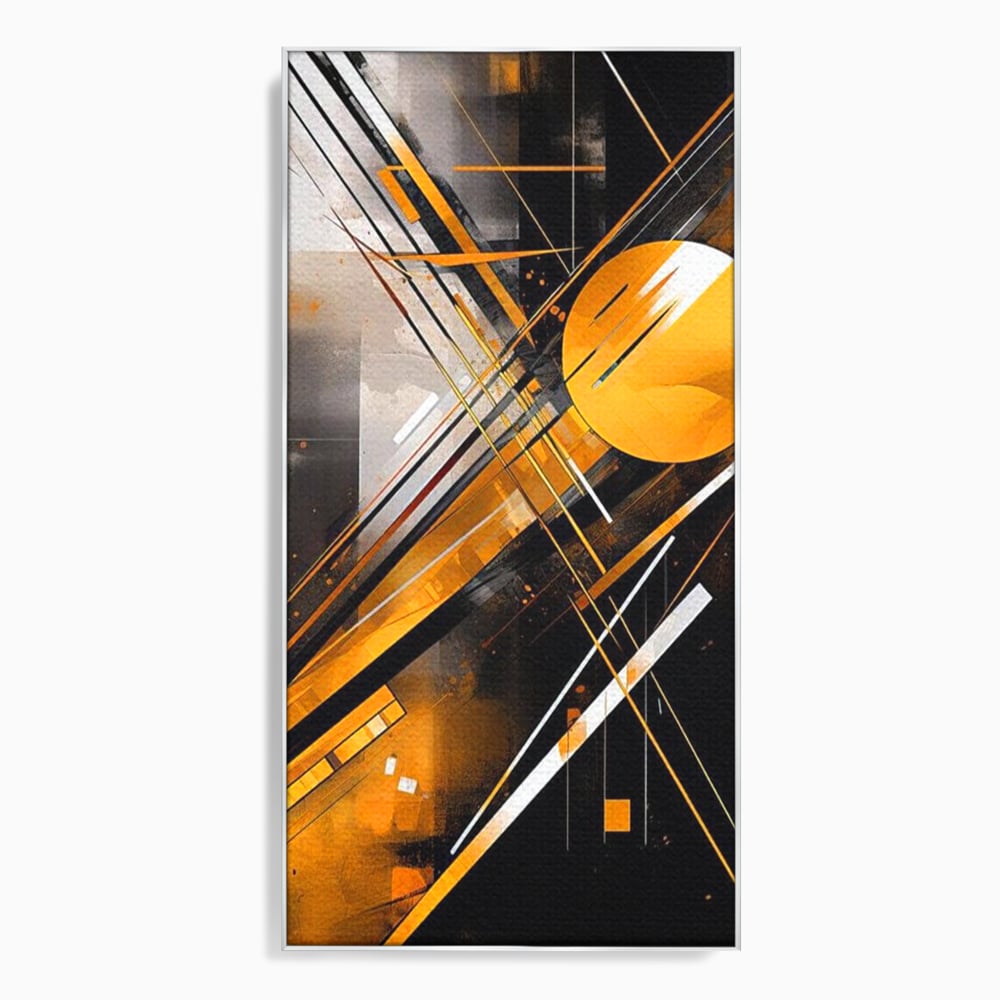 Tablou Canvas Premium, LuxCanva® J1026, Impactul Viitorului, Futurism, Putere, Stralucire, Inovatie, Miscare, Galben, Negru, Furtuna, Traiectorii, Living, Dormitor