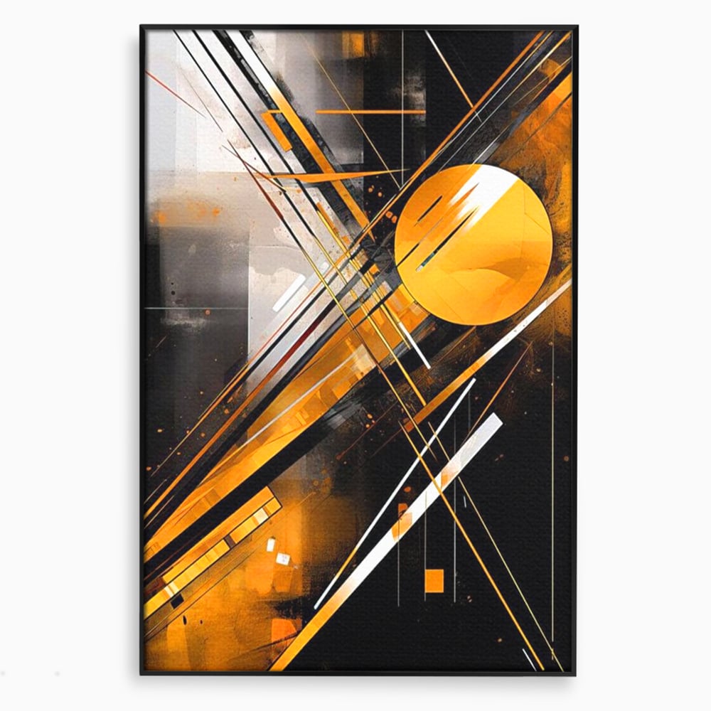 Tablou Canvas Premium, LuxCanva® J1026, Impactul Viitorului, Futurism, Putere, Stralucire, Inovatie, Miscare, Galben, Negru, Furtuna, Traiectorii, Living, Dormitor