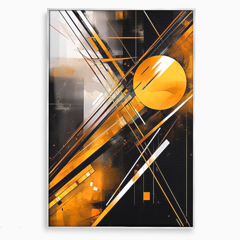 Tablou Canvas Premium, LuxCanva® J1026, Impactul Viitorului, Futurism, Putere, Stralucire, Inovatie, Miscare, Galben, Negru, Furtuna, Traiectorii, Living, Dormitor