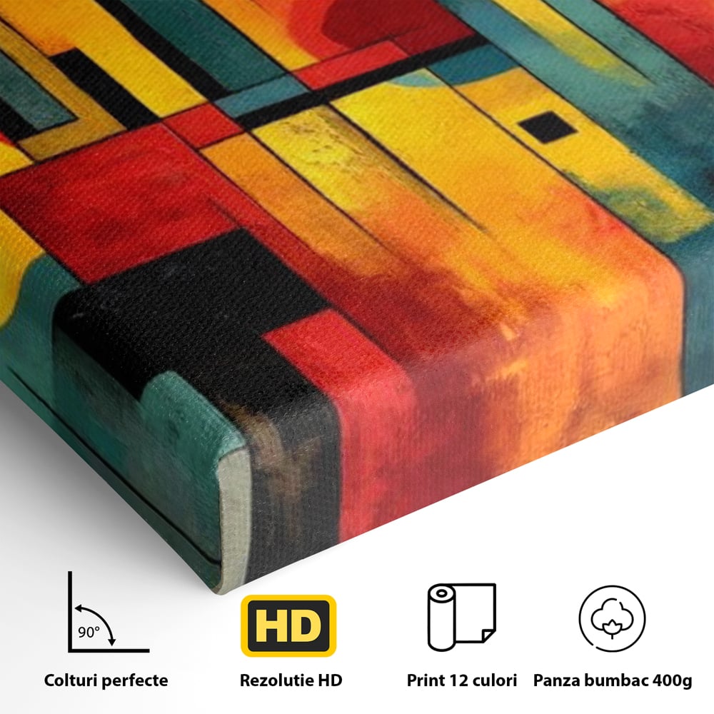 Tablou Canvas Premium, LuxCanva® J1027, Orasul Culorilor, Metropola, Urbana, Solar, Vise, Falii, Energie, Dinamism, Vibratie, Contraste, Intensitate, Living, Dormitor