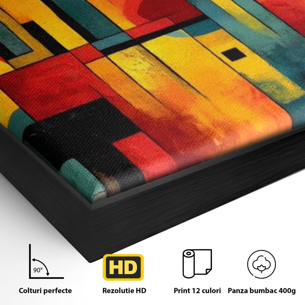 Tablou Canvas Premium, LuxCanva® J1027, Orasul Culorilor, Metropola, Urbana, Solar, Vise, Falii, Energie, Dinamism, Vibratie, Contraste, Intensitate, Living, Dormitor