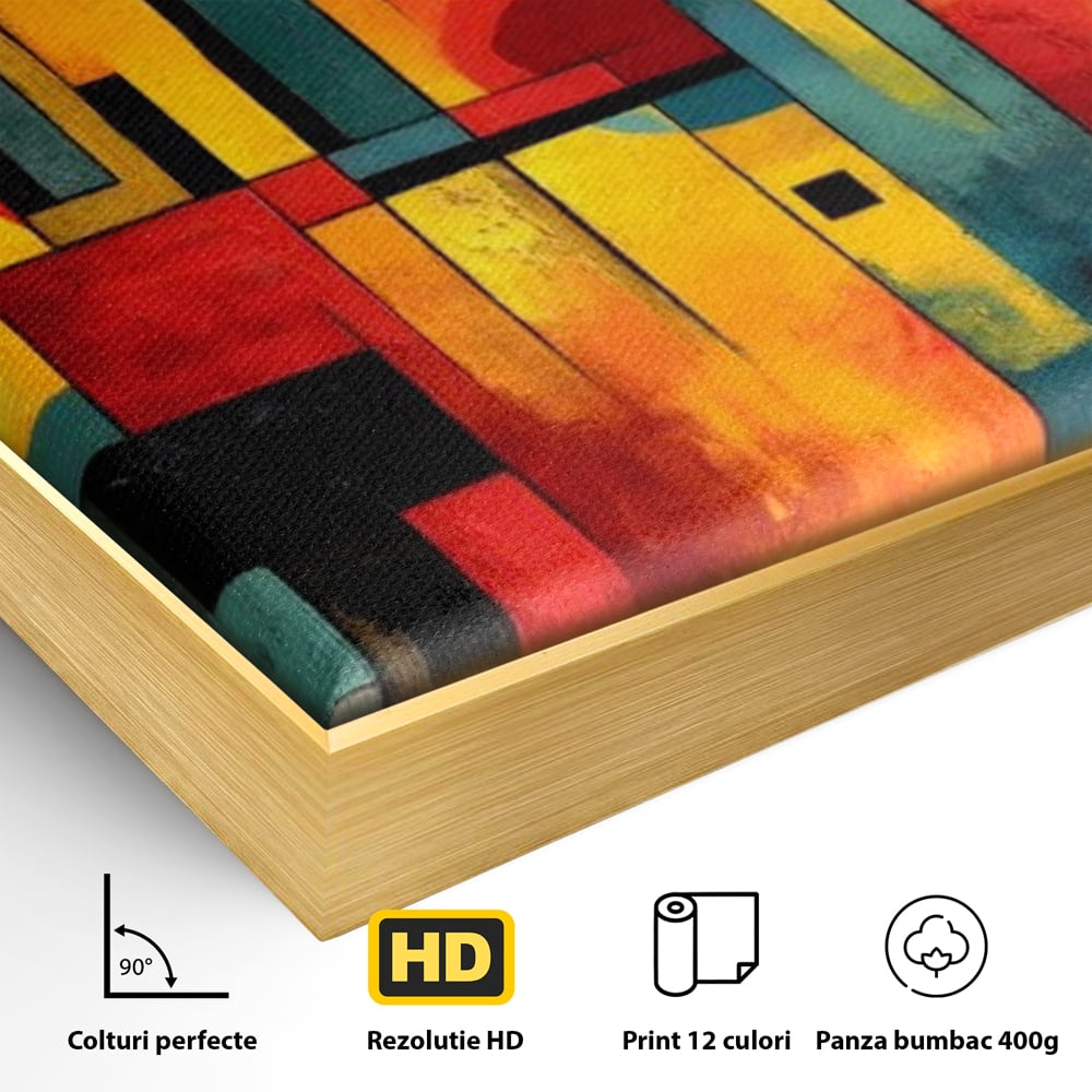 Tablou Canvas Premium, LuxCanva® J1027, Orasul Culorilor, Metropola, Urbana, Solar, Vise, Falii, Energie, Dinamism, Vibratie, Contraste, Intensitate, Living, Dormitor