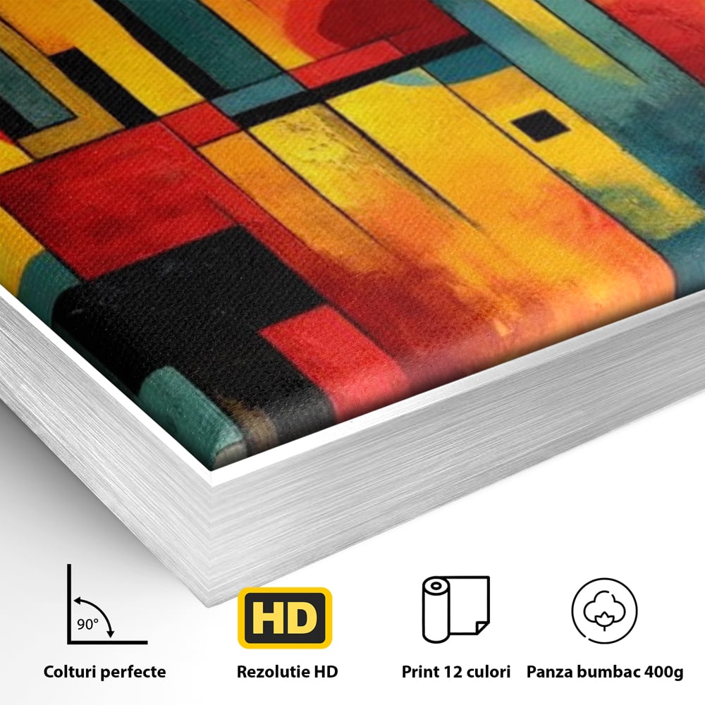 Tablou Canvas Premium, LuxCanva® J1027, Orasul Culorilor, Metropola, Urbana, Solar, Vise, Falii, Energie, Dinamism, Vibratie, Contraste, Intensitate, Living, Dormitor