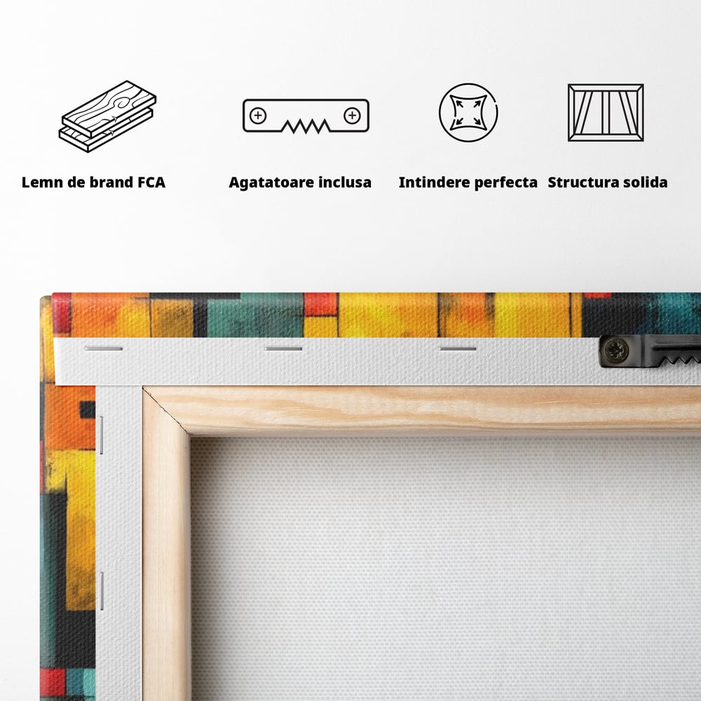 Tablou Canvas Premium, LuxCanva® J1027, Orasul Culorilor, Metropola, Urbana, Solar, Vise, Falii, Energie, Dinamism, Vibratie, Contraste, Intensitate, Living, Dormitor