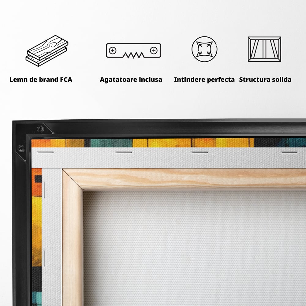 Tablou Canvas Premium, LuxCanva® J1027, Orasul Culorilor, Metropola, Urbana, Solar, Vise, Falii, Energie, Dinamism, Vibratie, Contraste, Intensitate, Living, Dormitor