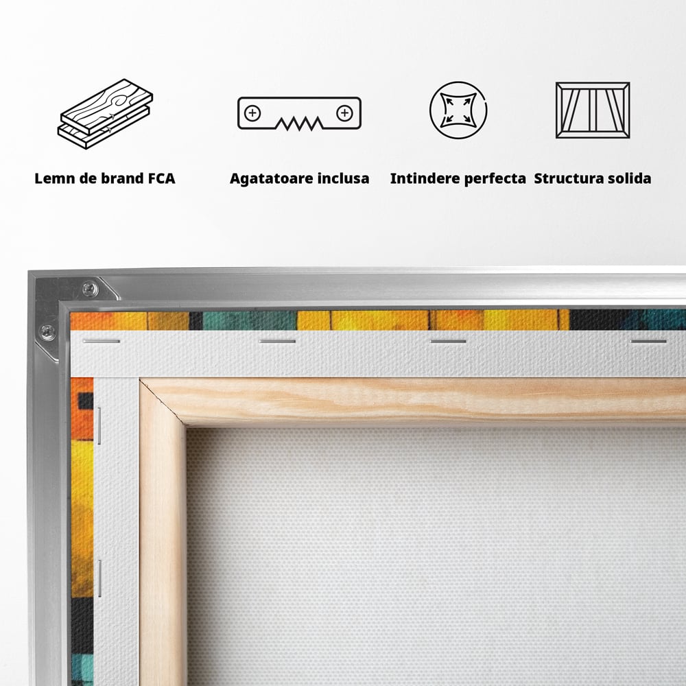 Tablou Canvas Premium, LuxCanva® J1027, Orasul Culorilor, Metropola, Urbana, Solar, Vise, Falii, Energie, Dinamism, Vibratie, Contraste, Intensitate, Living, Dormitor