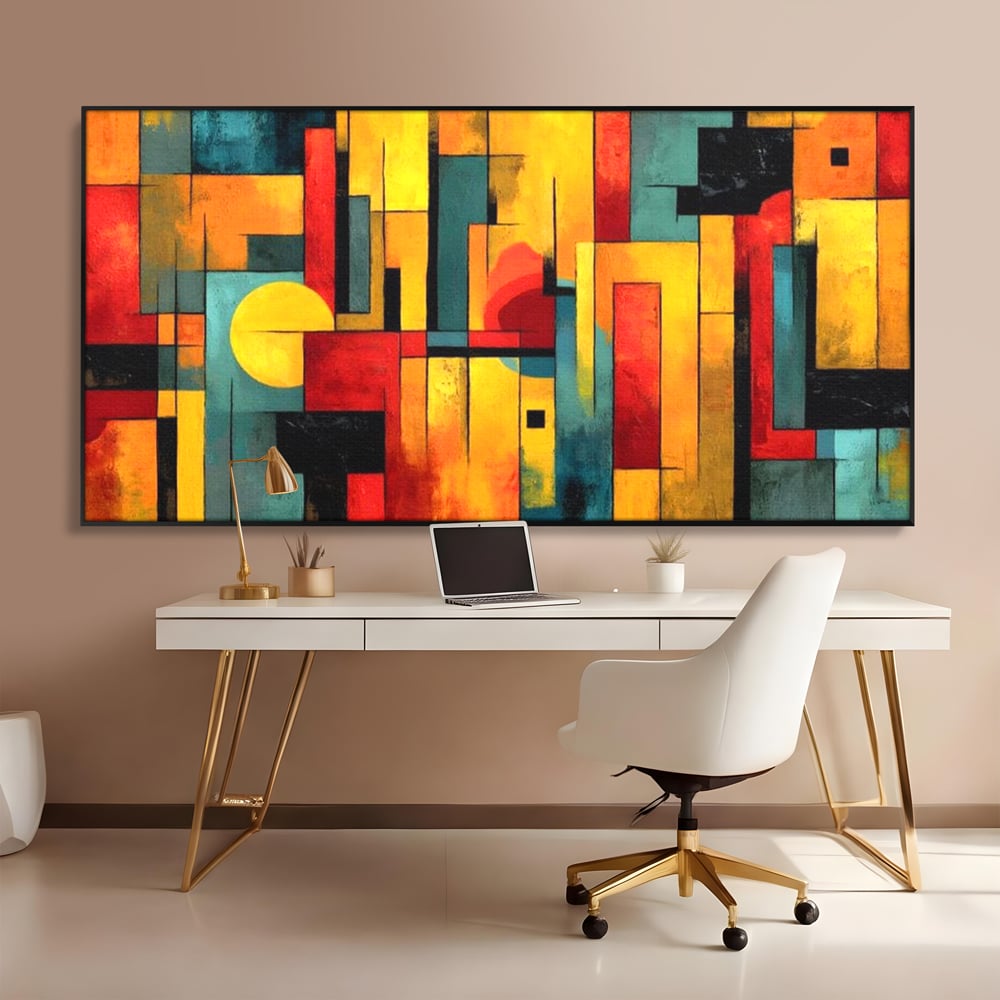 Tablou Canvas Premium, LuxCanva® J1027, Orasul Culorilor, Metropola, Urbana, Solar, Vise, Falii, Energie, Dinamism, Vibratie, Contraste, Intensitate, Living, Dormitor
