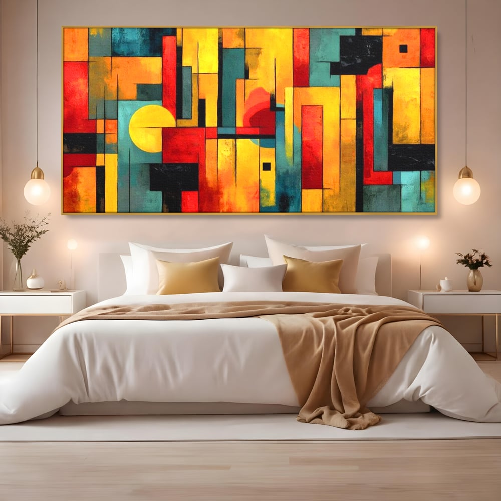 Tablou Canvas Premium, LuxCanva® J1027, Orasul Culorilor, Metropola, Urbana, Solar, Vise, Falii, Energie, Dinamism, Vibratie, Contraste, Intensitate, Living, Dormitor