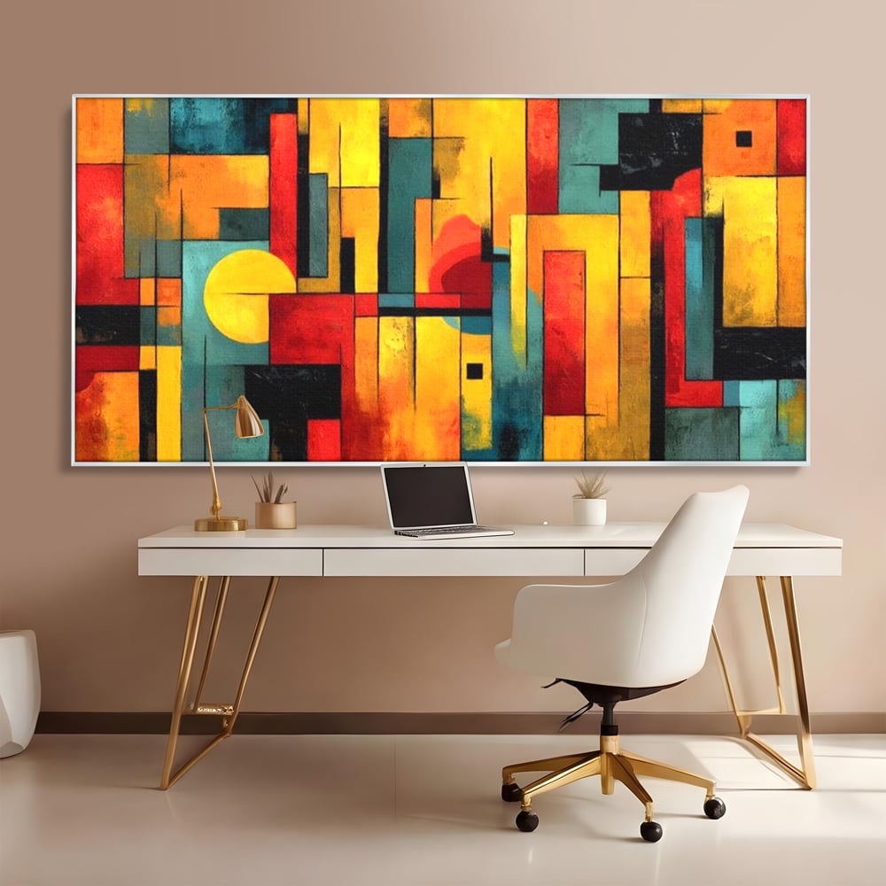 Tablou Canvas Premium, LuxCanva® J1027, Orasul Culorilor, Metropola, Urbana, Solar, Vise, Falii, Energie, Dinamism, Vibratie, Contraste, Intensitate, Living, Dormitor
