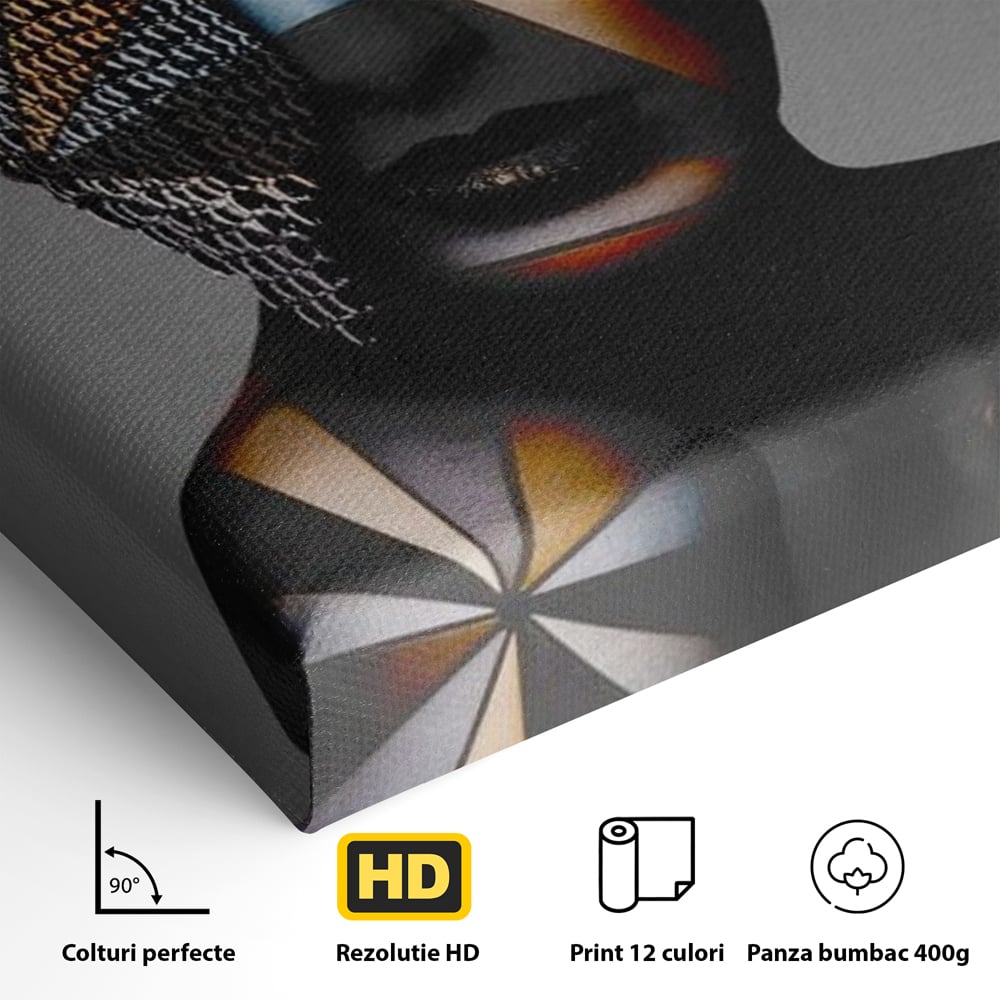 Tablou Canvas Premium, LuxCanva® J1028, Prizoniera in Stralucire, Mister, Lanturi, Chip, Identitate, Femeie, Portret, Privire, Fotomodel, Revista, Glamour, Living, Dormitor
