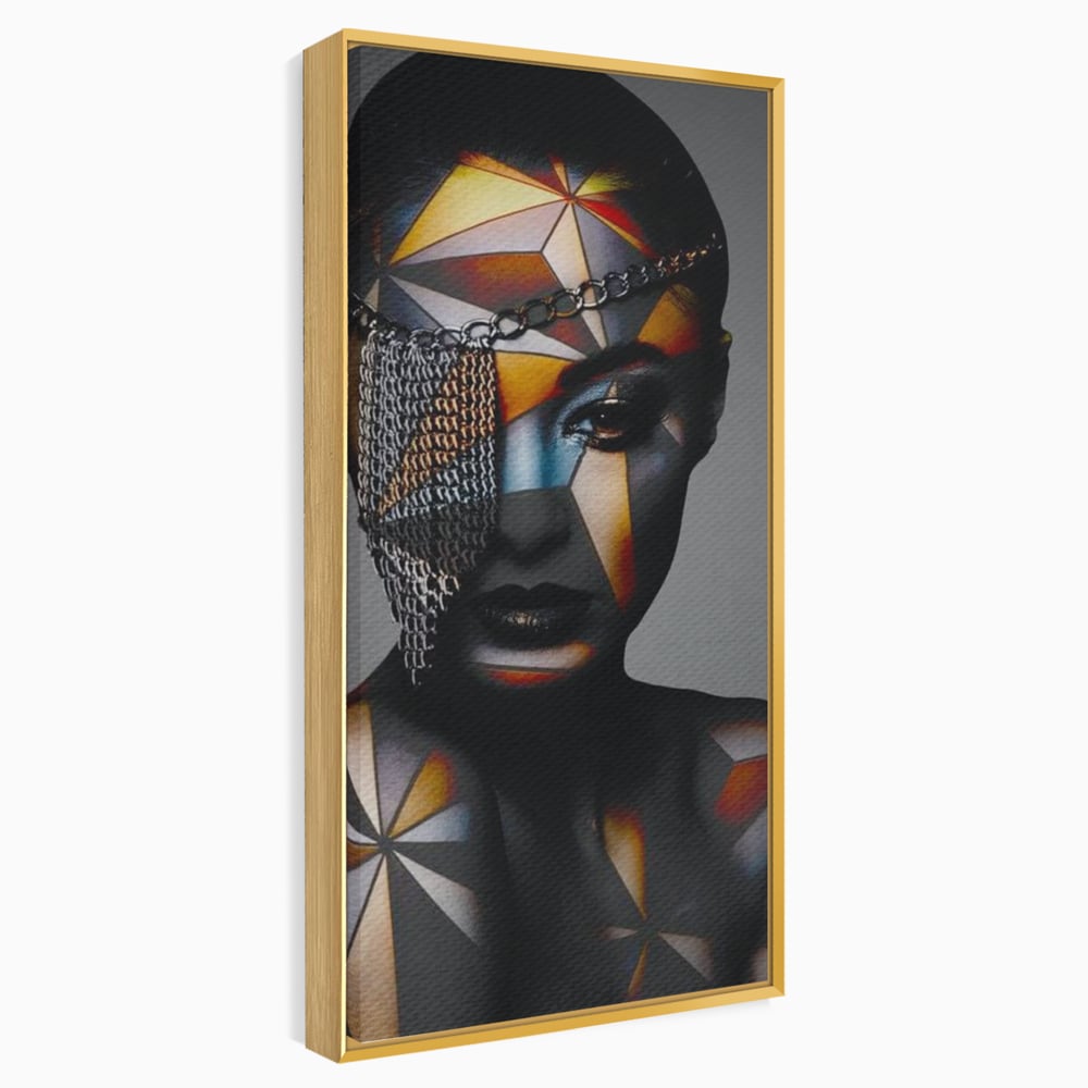 Tablou Canvas Premium, LuxCanva® J1028, Prizoniera in Stralucire, Mister, Lanturi, Chip, Identitate, Femeie, Portret, Privire, Fotomodel, Revista, Glamour, Living, Dormitor