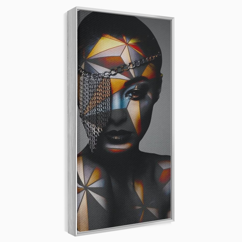 Tablou Canvas Premium, LuxCanva® J1028, Prizoniera in Stralucire, Mister, Lanturi, Chip, Identitate, Femeie, Portret, Privire, Fotomodel, Revista, Glamour, Living, Dormitor