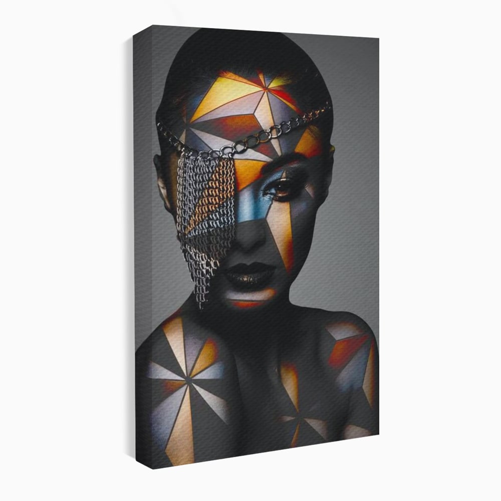 Tablou Canvas Premium, LuxCanva® J1028, Prizoniera in Stralucire, Mister, Lanturi, Chip, Identitate, Femeie, Portret, Privire, Fotomodel, Revista, Glamour, Living, Dormitor