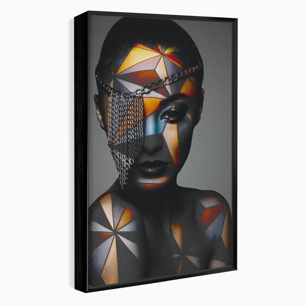 Tablou Canvas Premium, LuxCanva® J1028, Prizoniera in Stralucire, Mister, Lanturi, Chip, Identitate, Femeie, Portret, Privire, Fotomodel, Revista, Glamour, Living, Dormitor