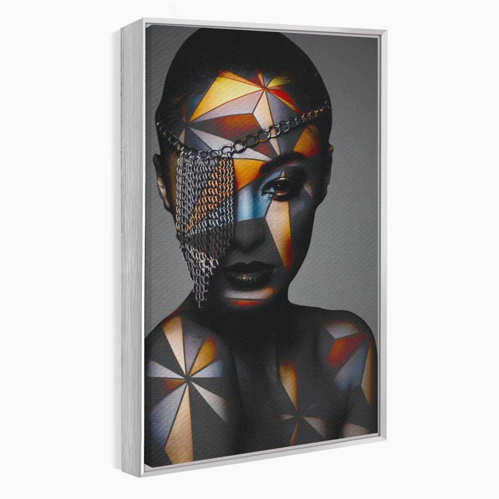 Tablou Canvas Premium, LuxCanva® J1028, Prizoniera in Stralucire, Mister, Lanturi, Chip, Identitate, Femeie, Portret, Privire, Fotomodel, Revista, Glamour, Living, Dormitor