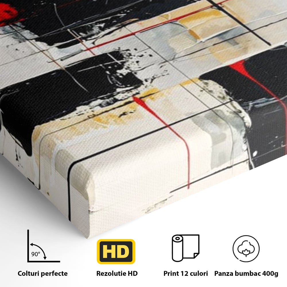 Tablou Canvas Premium, LuxCanva® J1029, Cercul Vietii, Energie, Foc, Abstract, Rosu, Negru, Cercuri, Explozie, Contrast, Pasiune, Minimalism, Geometrie, Living, Dormitor