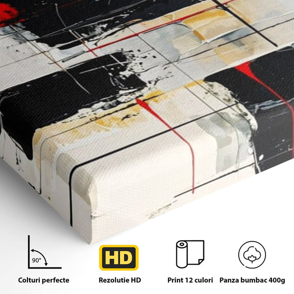 Tablou Canvas Premium, LuxCanva® J1029, Cercul Vietii, Energie, Foc, Abstract, Rosu, Negru, Cercuri, Explozie, Contrast, Pasiune, Minimalism, Geometrie, Living, Dormitor