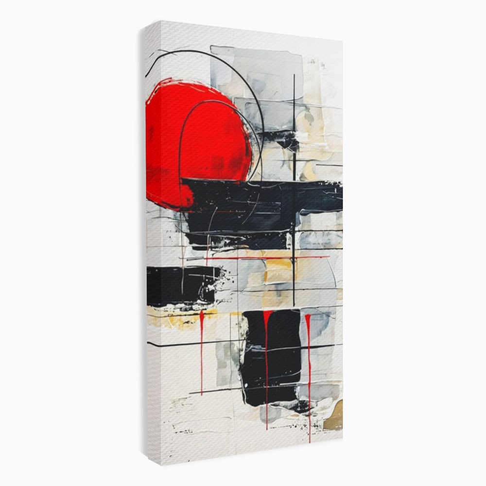 Tablou Canvas Premium, LuxCanva® J1029, Cercul Vietii, Energie, Foc, Abstract, Rosu, Negru, Cercuri, Explozie, Contrast, Pasiune, Minimalism, Geometrie, Living, Dormitor