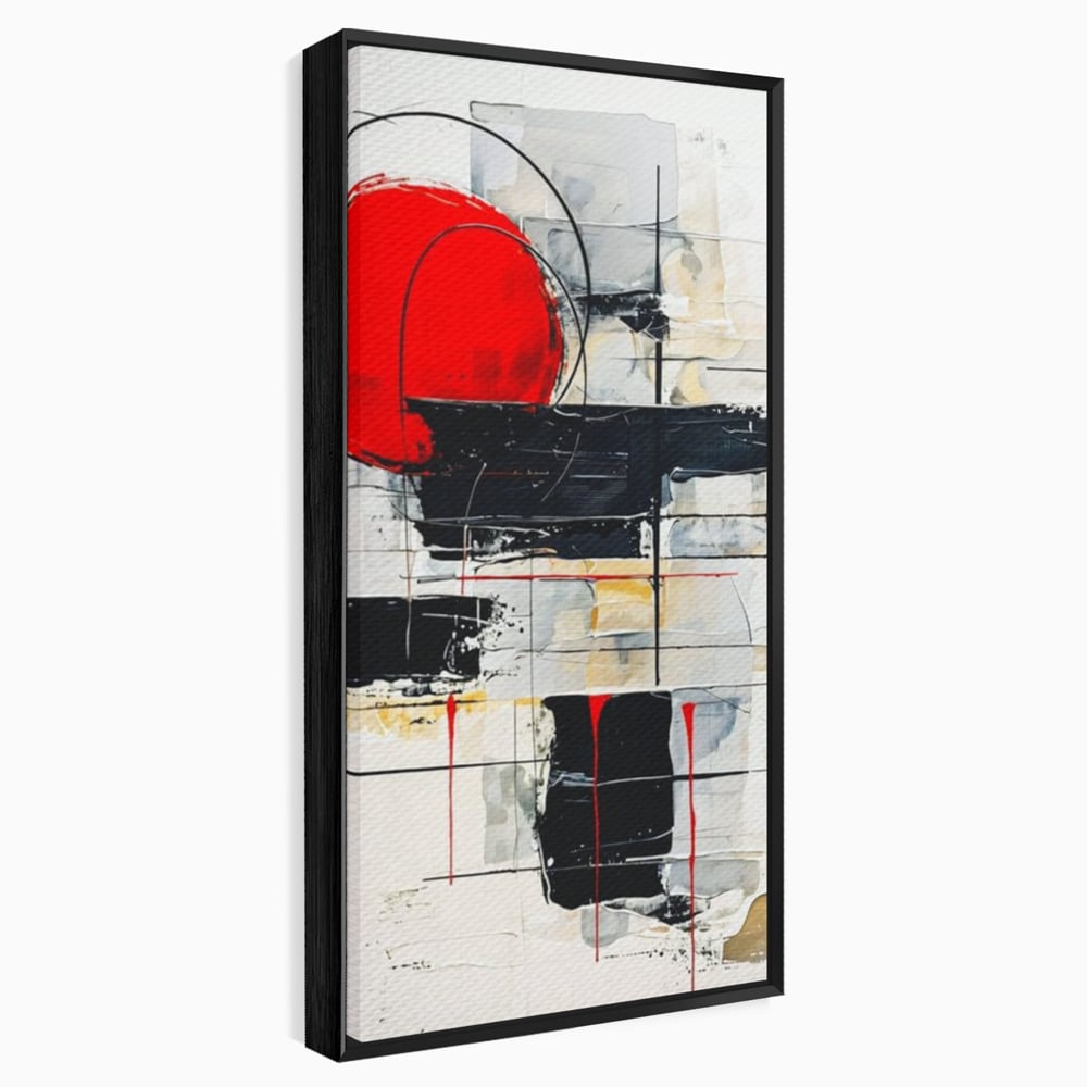 Tablou Canvas Premium, LuxCanva® J1029, Cercul Vietii, Energie, Foc, Abstract, Rosu, Negru, Cercuri, Explozie, Contrast, Pasiune, Minimalism, Geometrie, Living, Dormitor