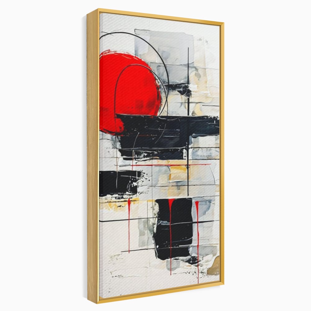 Tablou Canvas Premium, LuxCanva® J1029, Cercul Vietii, Energie, Foc, Abstract, Rosu, Negru, Cercuri, Explozie, Contrast, Pasiune, Minimalism, Geometrie, Living, Dormitor