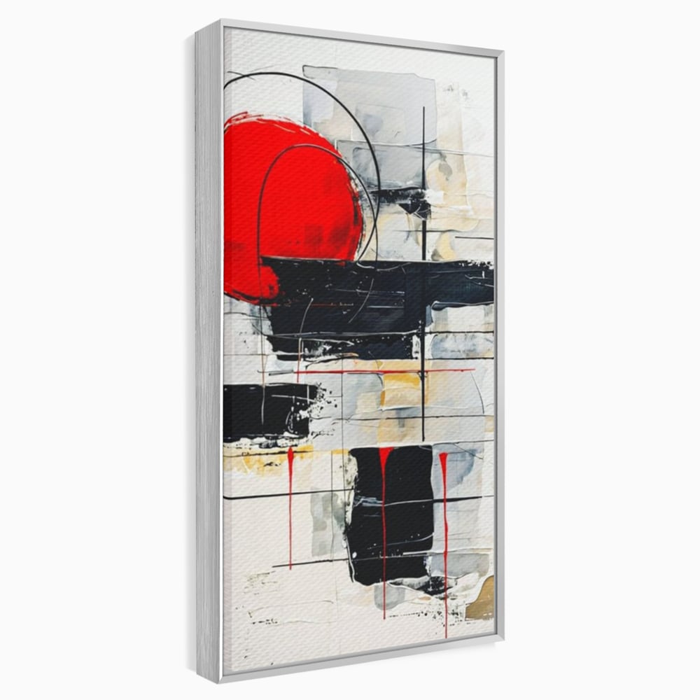 Tablou Canvas Premium, LuxCanva® J1029, Cercul Vietii, Energie, Foc, Abstract, Rosu, Negru, Cercuri, Explozie, Contrast, Pasiune, Minimalism, Geometrie, Living, Dormitor