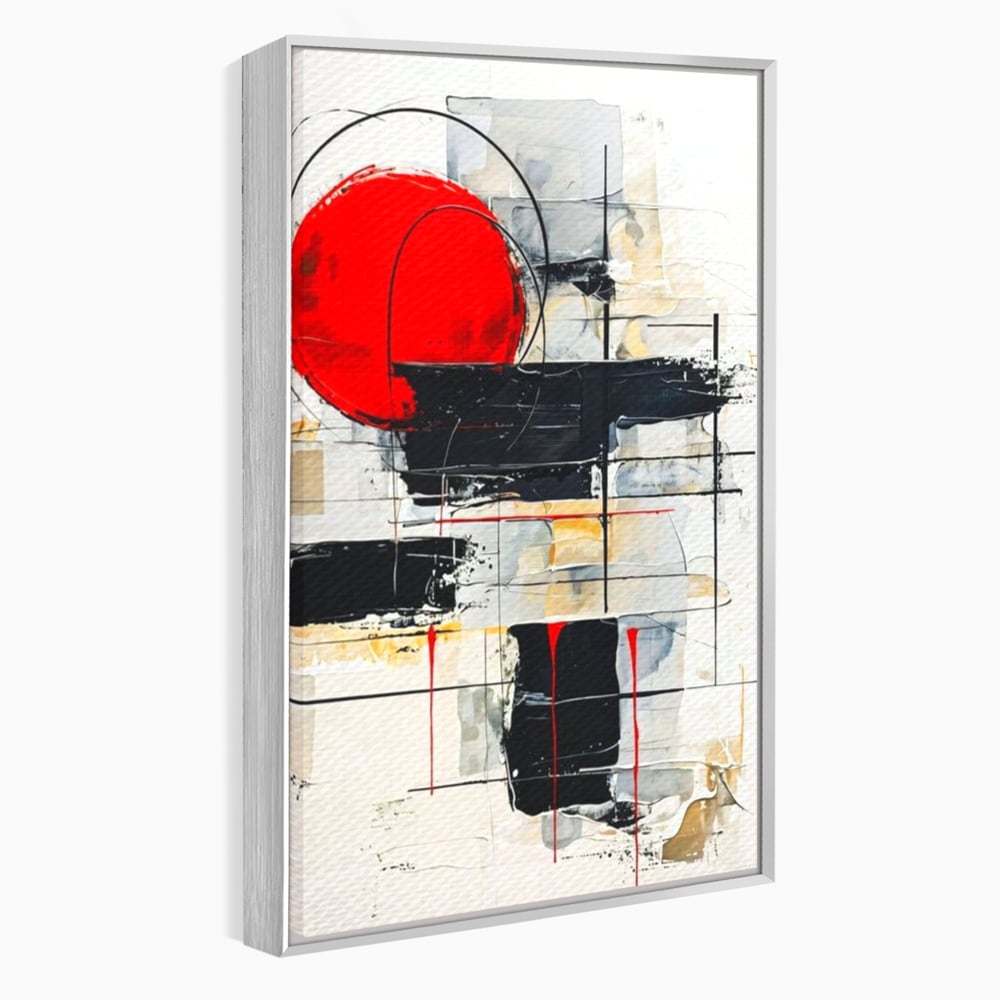 Tablou Canvas Premium, LuxCanva® J1029, Cercul Vietii, Energie, Foc, Abstract, Rosu, Negru, Cercuri, Explozie, Contrast, Pasiune, Minimalism, Geometrie, Living, Dormitor