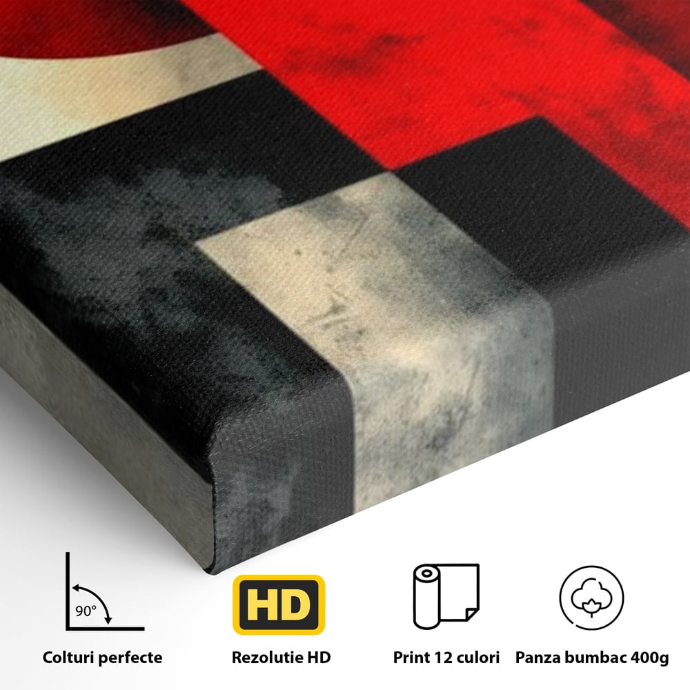 Leinwand Premium Canvas Wandkunst, LuxCanva® J1030, Gebrannter Granit, Gebäude, Sonne, Wände, Solar, Solar, Konstruktion, Rot, Schwarz, Aufprall, Abstrakt, Künstler, Architektur, Wohnen, Schlafzimmer