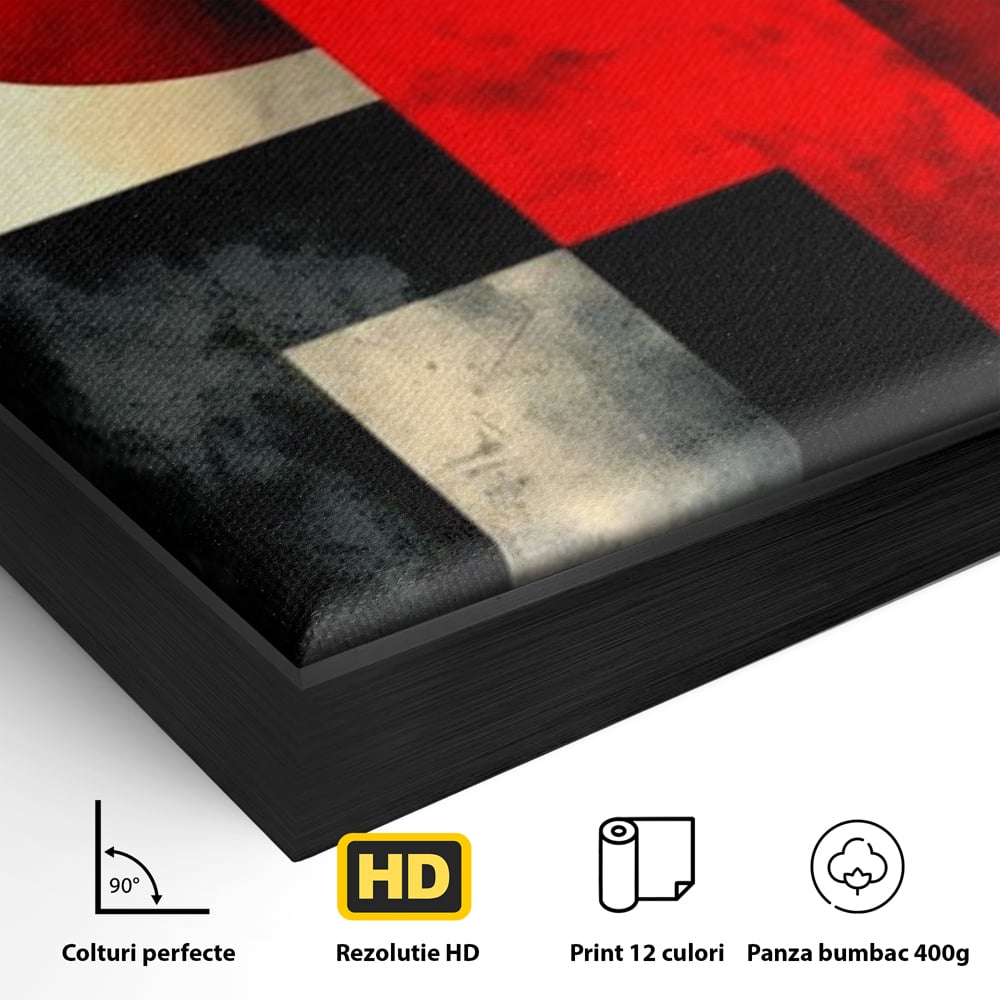 Leinwand Premium Canvas Wandkunst, LuxCanva® J1030, Gebrannter Granit, Gebäude, Sonne, Wände, Solar, Solar, Konstruktion, Rot, Schwarz, Aufprall, Abstrakt, Künstler, Architektur, Wohnen, Schlafzimmer
