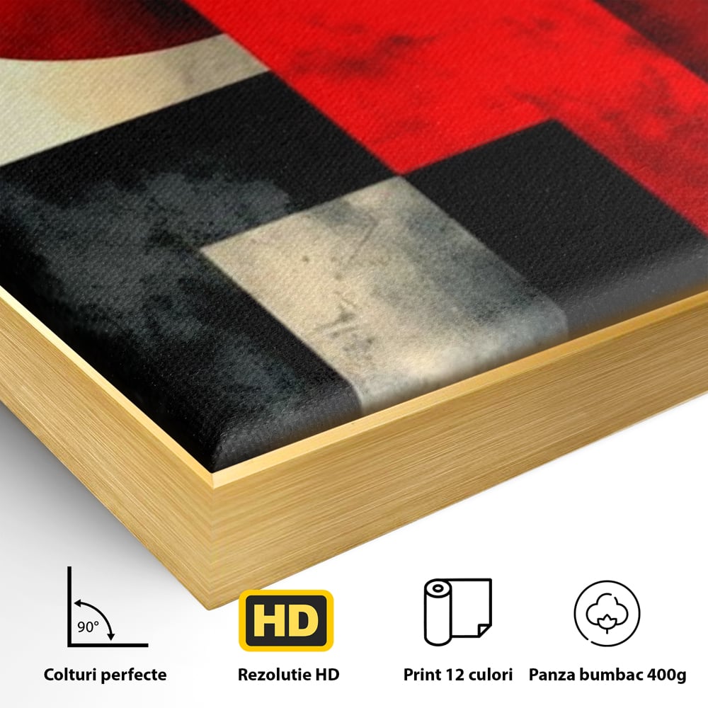 Leinwand Premium Canvas Wandkunst, LuxCanva® J1030, Gebrannter Granit, Gebäude, Sonne, Wände, Solar, Solar, Konstruktion, Rot, Schwarz, Aufprall, Abstrakt, Künstler, Architektur, Wohnen, Schlafzimmer