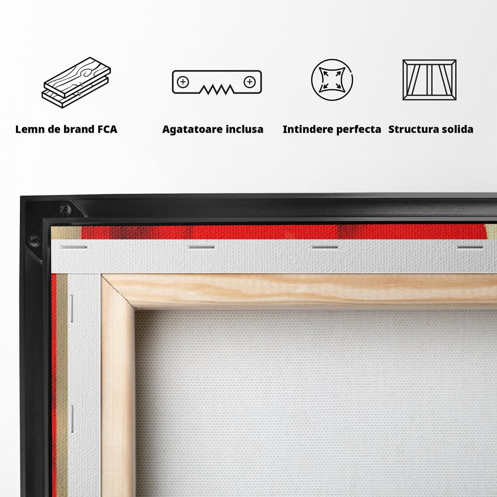 Leinwand Premium Canvas Wandkunst, LuxCanva® J1030, Gebrannter Granit, Gebäude, Sonne, Wände, Solar, Solar, Konstruktion, Rot, Schwarz, Aufprall, Abstrakt, Künstler, Architektur, Wohnen, Schlafzimmer