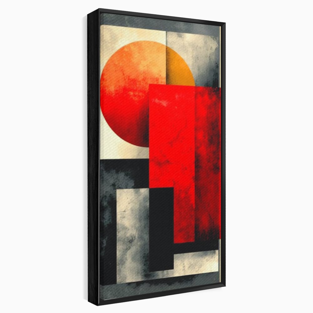 Leinwand Premium Canvas Wandkunst, LuxCanva® J1030, Gebrannter Granit, Gebäude, Sonne, Wände, Solar, Solar, Konstruktion, Rot, Schwarz, Aufprall, Abstrakt, Künstler, Architektur, Wohnen, Schlafzimmer