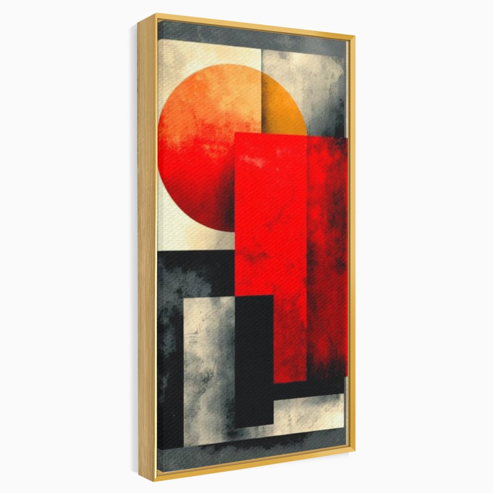 Leinwand Premium Canvas Wandkunst, LuxCanva® J1030, Gebrannter Granit, Gebäude, Sonne, Wände, Solar, Solar, Konstruktion, Rot, Schwarz, Aufprall, Abstrakt, Künstler, Architektur, Wohnen, Schlafzimmer